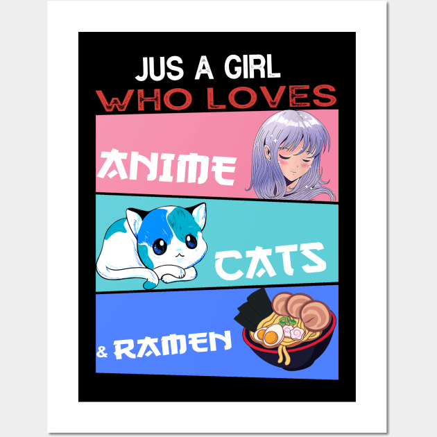 Anime and Cats Lover for Teen Manga kawaii Graphic Otaku Wall Art by The Design Catalyst